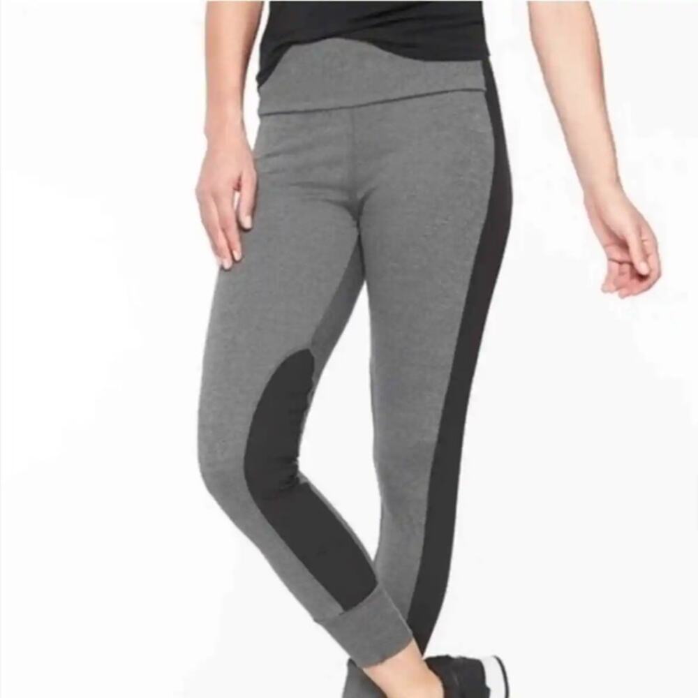 Athleta Essex Hybrid Leggings Joggers Pants Black Heather Gray Size small